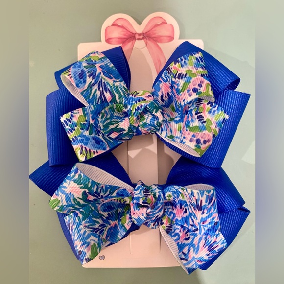 NEW Little Girls Set of 2 Matching Boutique Mini Hairbows 💖HANDMADE💖 - Picture 5 of 5